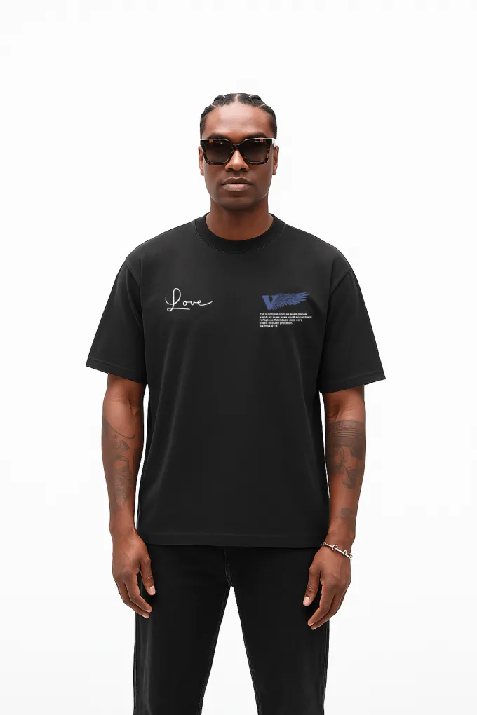 Camiseta Oversized "Salmo 91:4" – Debaixo de Suas Asas - Preta