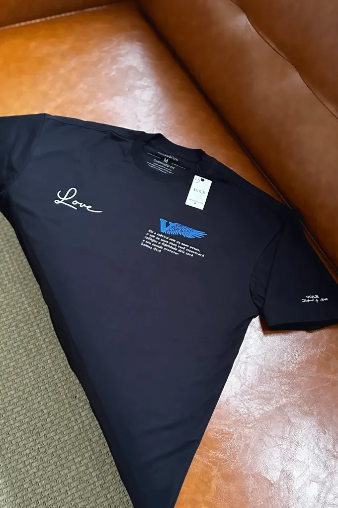 Camiseta Oversized "Salmo 91:4" – Debaixo de Suas Asas - Preta
