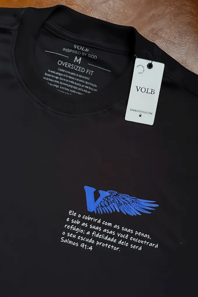 Camiseta Oversized "Salmo 91:4" – Debaixo de Suas Asas - Preta